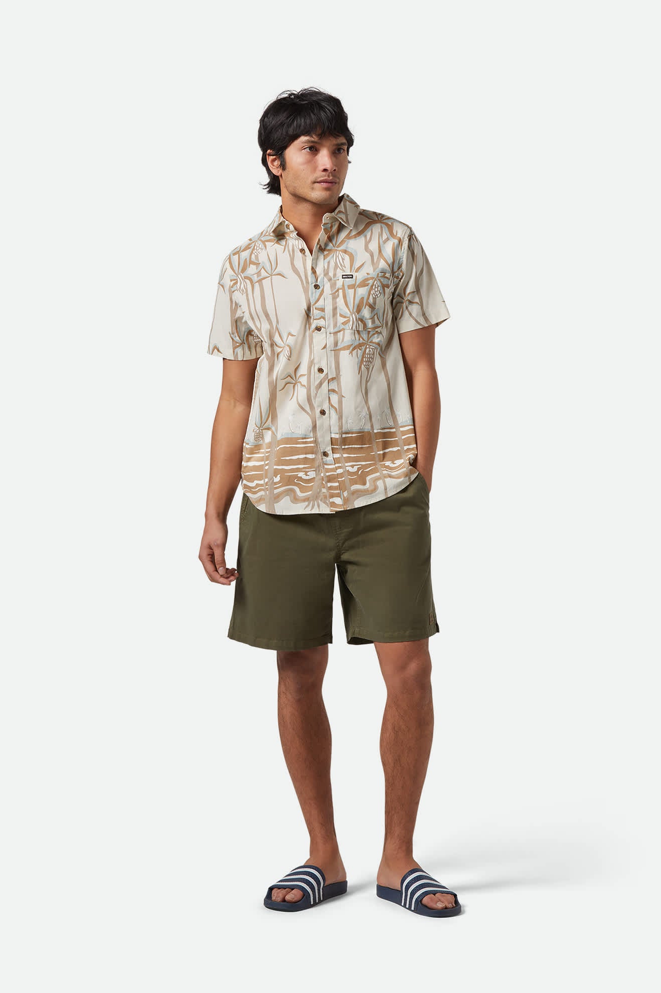 Men's Charter Print S/S Shirt in the color Whitecap Scenic Trip - Men's Featured View
