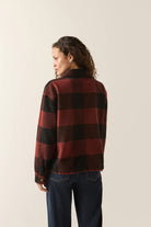 Women's Bowery Women's Soft Brushed Flannel in the color Dark Brick/Black - Women's Back View