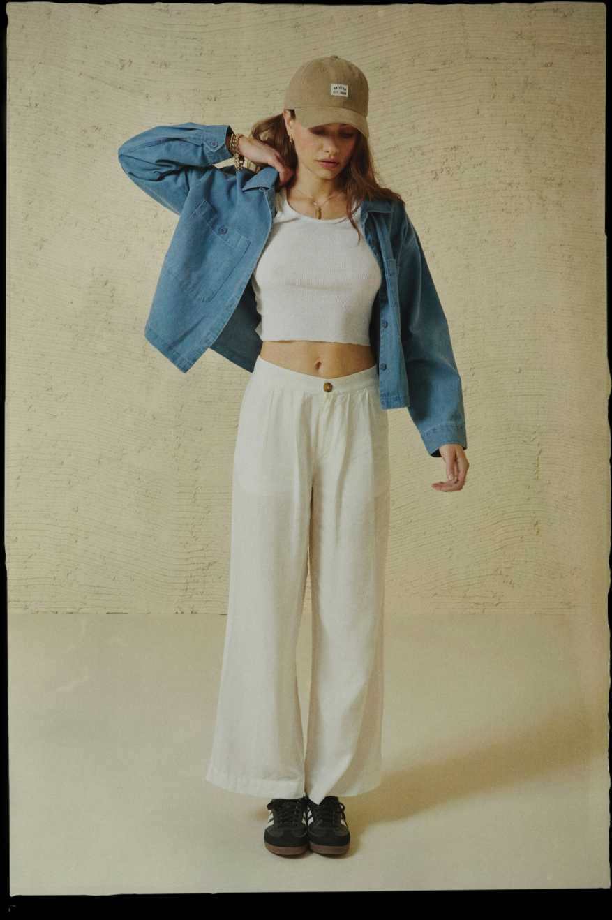 Women's Fit, Extra Shot | Vintage Linen Blend Wide Leg Pant - Off White