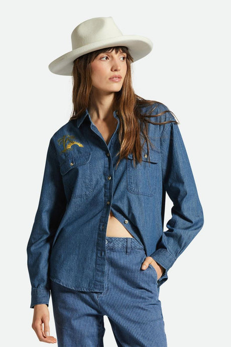 Women's Fit, Front View | Bowery Boyfriend Overshirt - Indigo Rinse