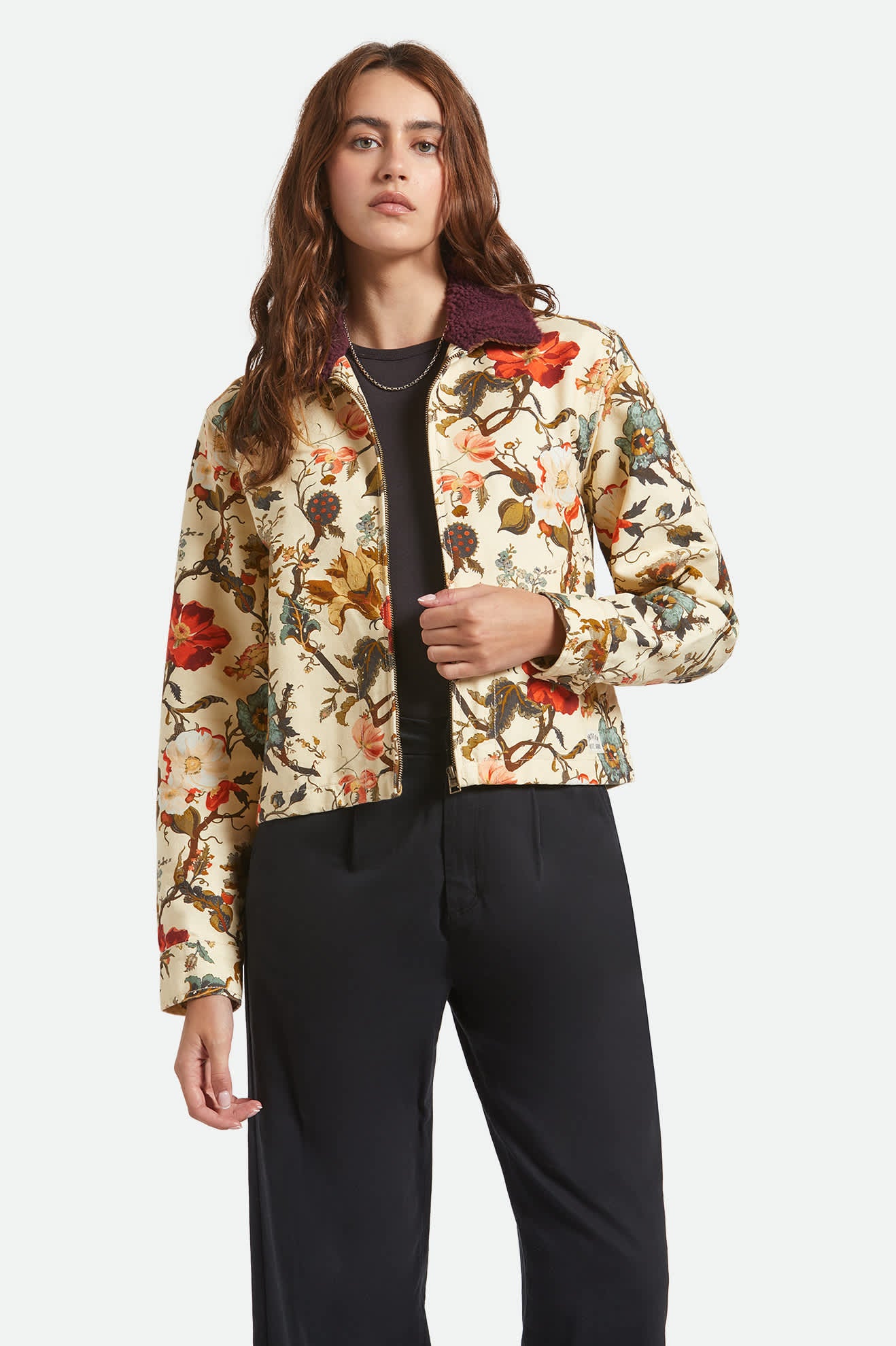Women's Mechanics Women's Garage Zip Jacket in the color Botanical Floral - Women's Front View