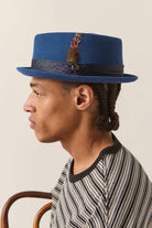 Unisex Stout Pork Pie in the color Classic Navy - Men's Side View