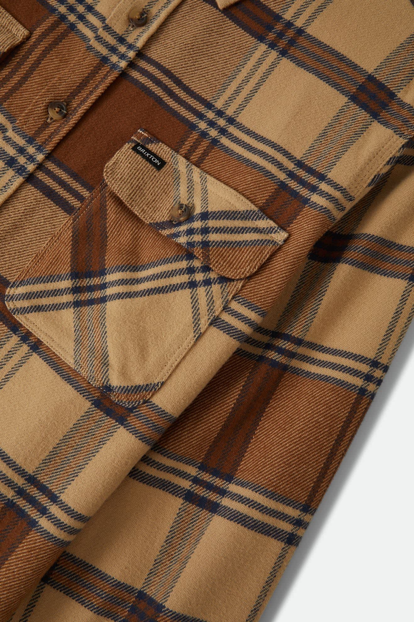 Men's Bowery Flannel in the color Sand/Bison - Additional Laydown image