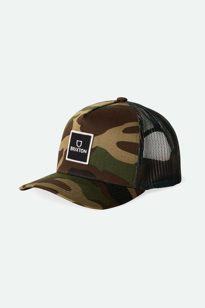 Brixton Unisex Alpha Block Netplus Trucker Hat - Camo/Camo | Main