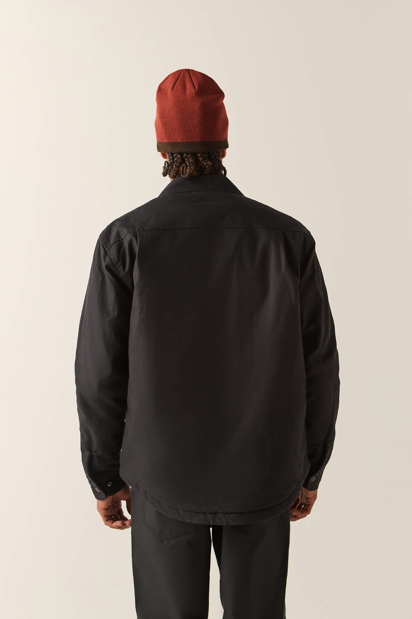 Men's Builders Stretch Lined Jacket in the color Black - Men's Back View