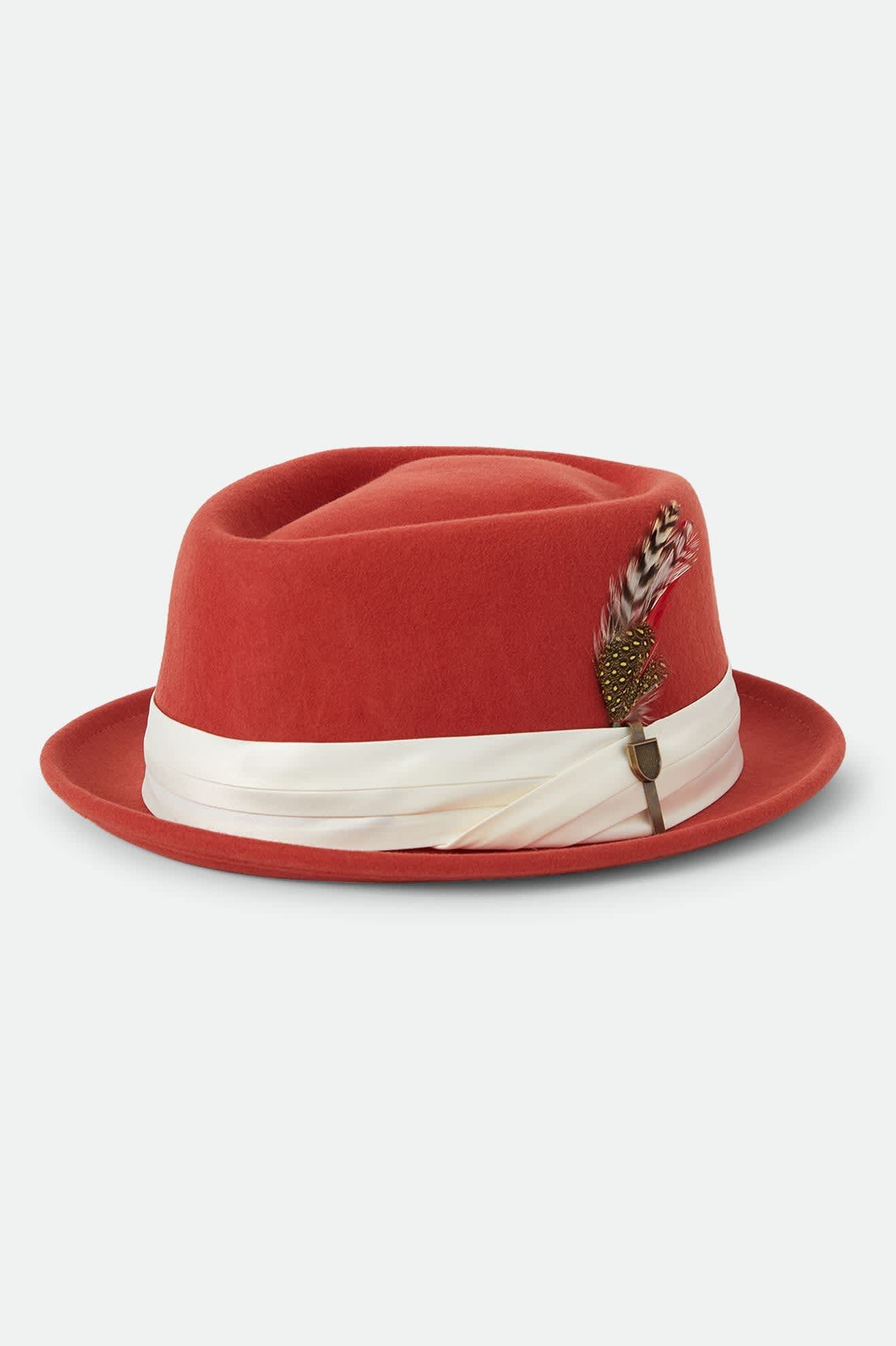 Unisex Stout Pork Pie in the color Red Earth/Wax Paper - Front Product Laydown Image
