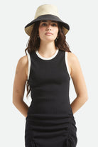 Women's Harmony Packable Bucket Hat in the color Natural/Black - Women's Front View