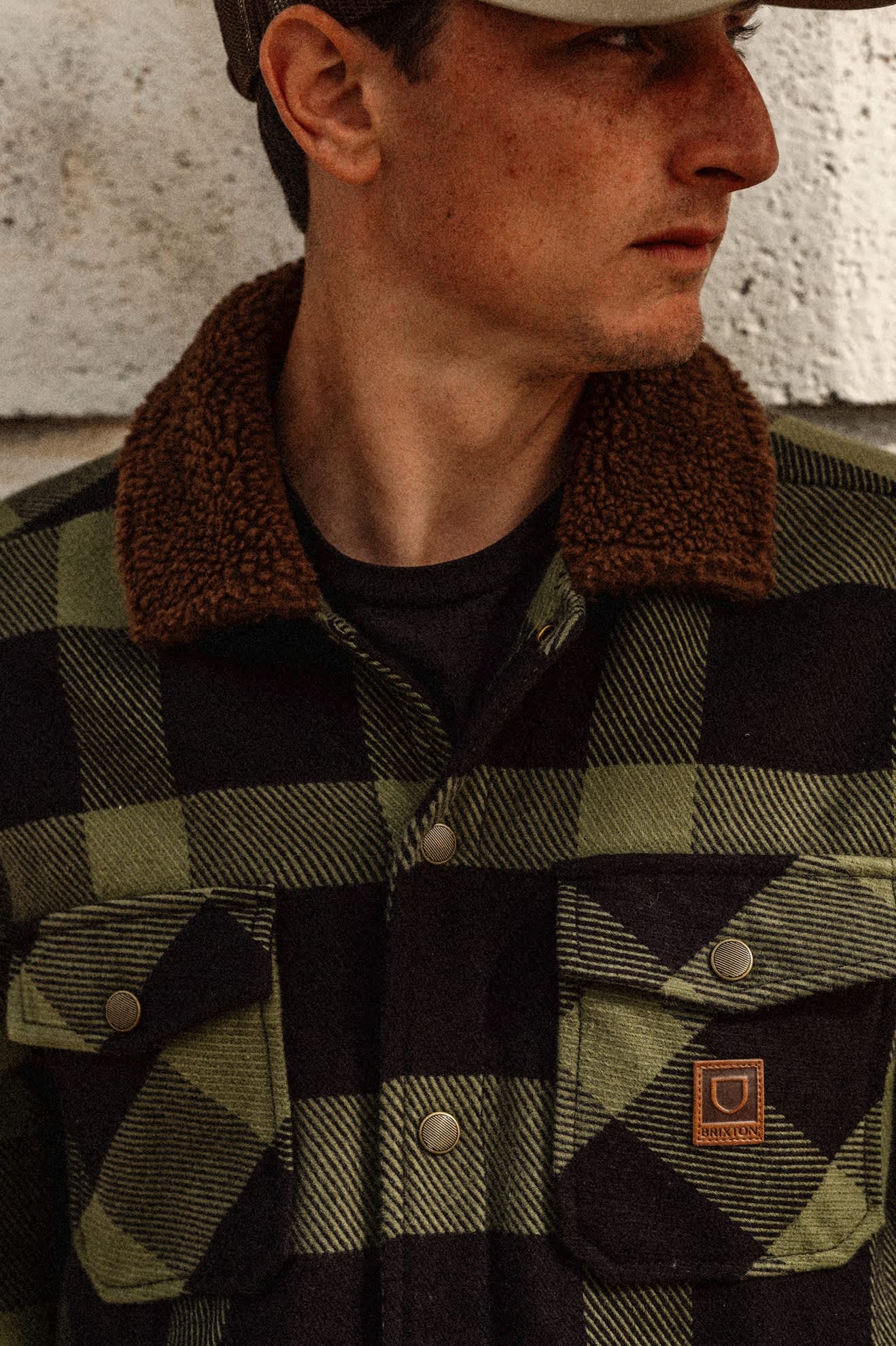 Men's Durham Sherpa Lined Jacket in the color Black/Wild Green Flannel - Men's Lifestyle 2.0