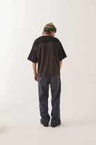Men's Brixton Football T-Shirt in the color Black/Washed Black - Men's Back View
