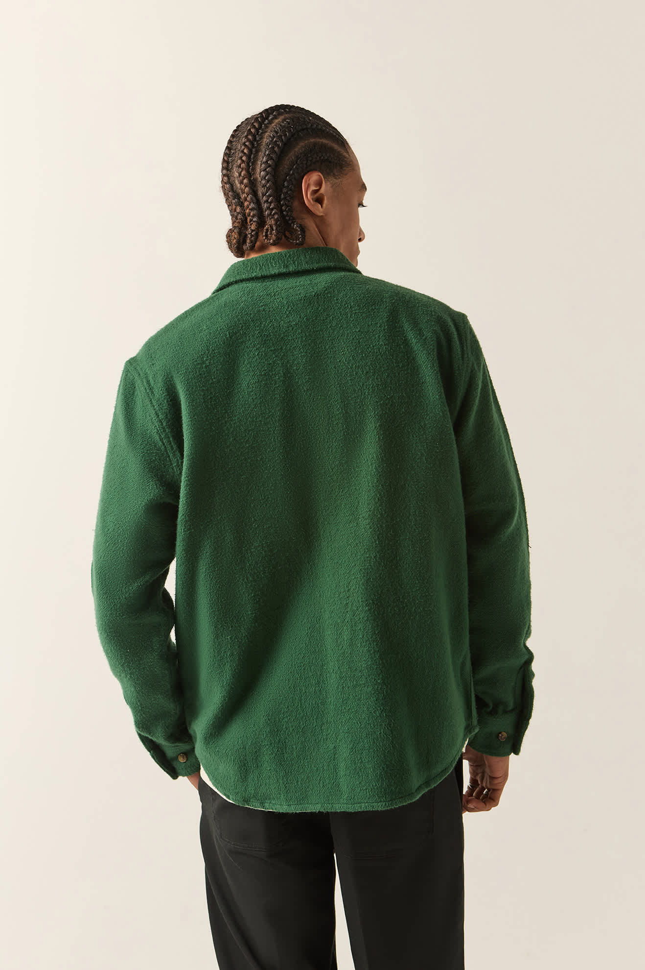 Men's Bowery Textured Twill Overshirt in the color Primal Green - Men's Back View