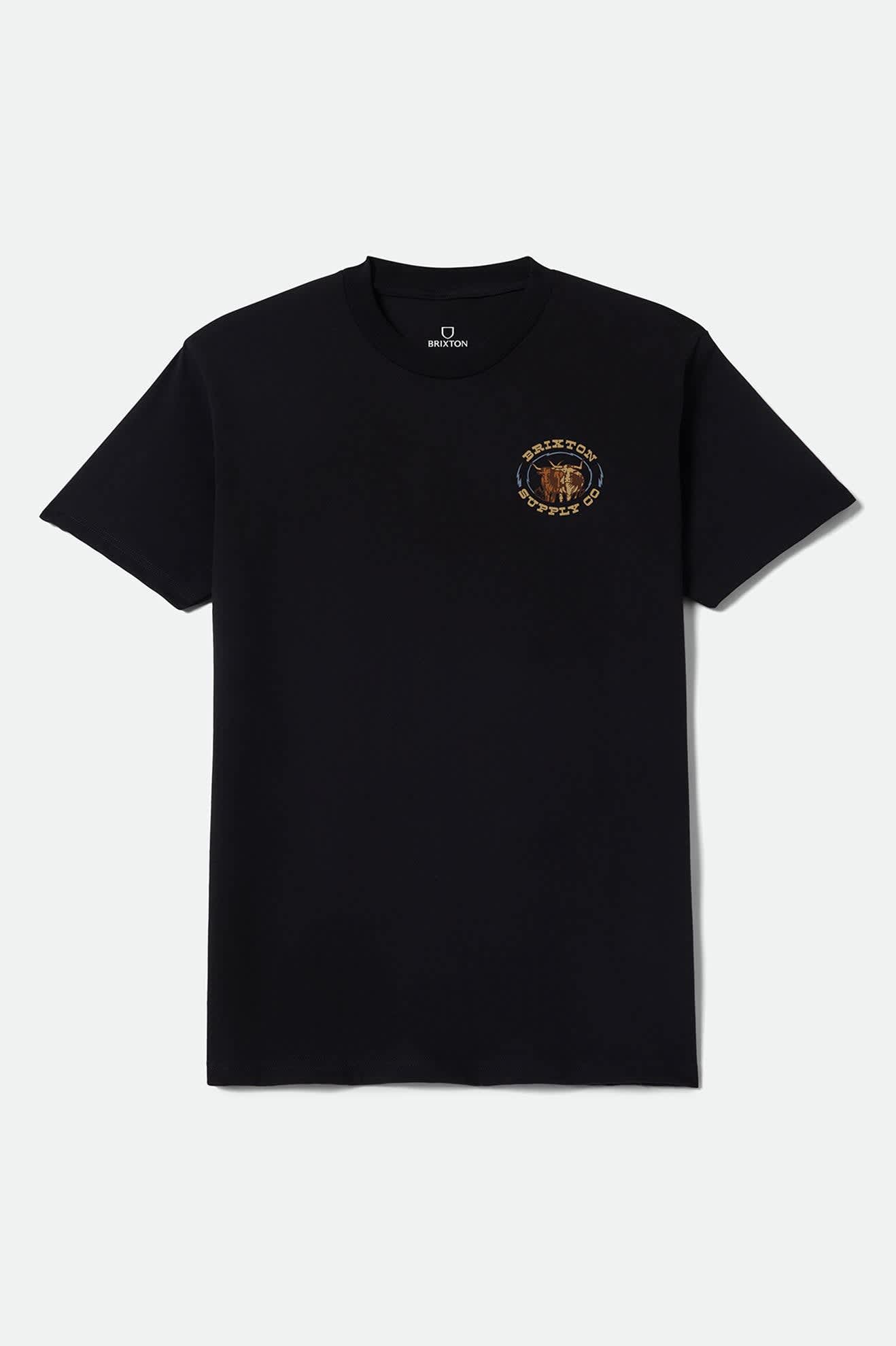 Men's Steele Short Sleeve Standard T-Shirt in the color Black - Front Product Laydown Image