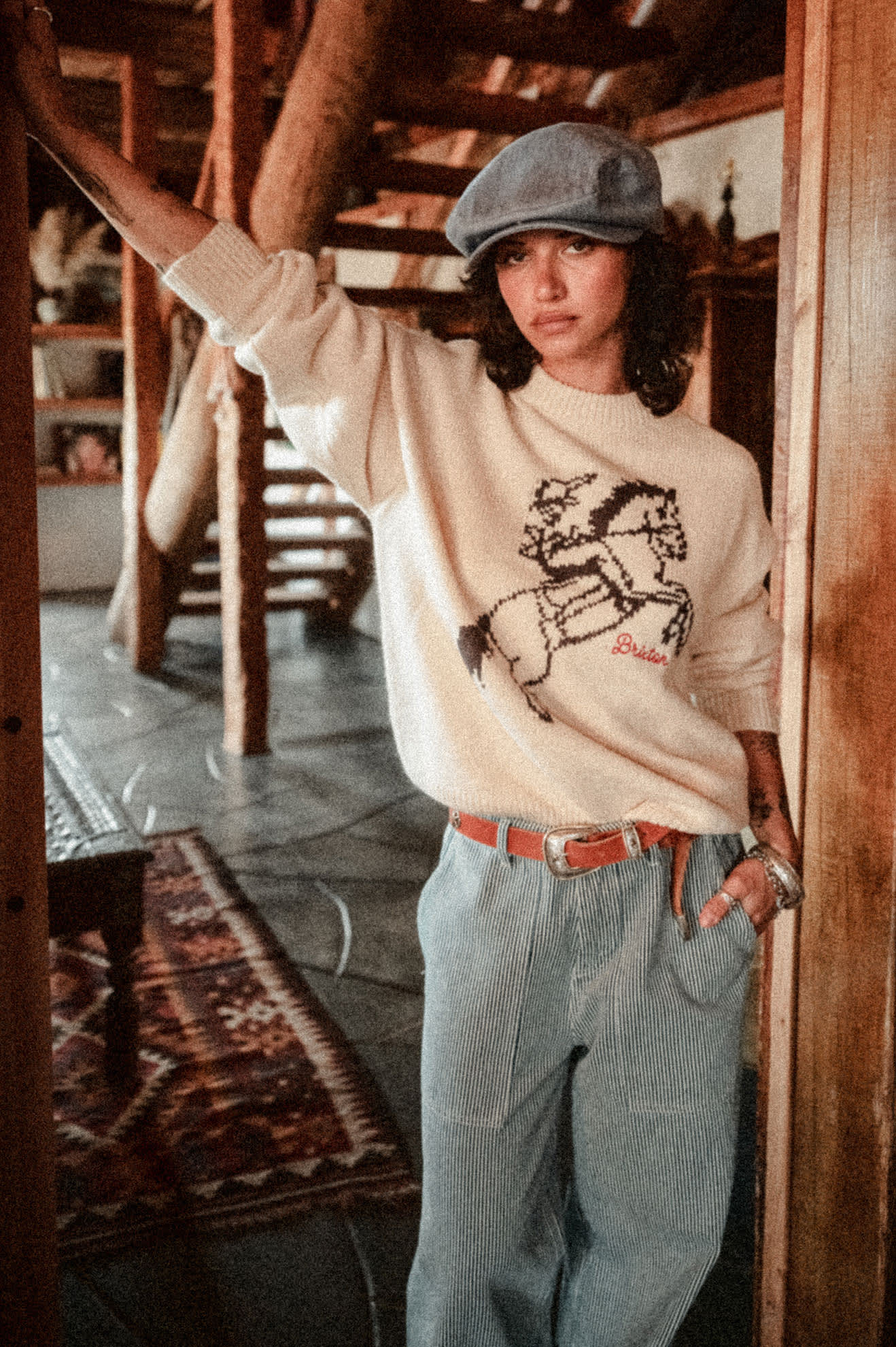 Women's Brixton Ranching Club Crew Sweater in the color Whitecap - Women's Lifestyle 1