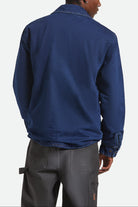 Men's Durham Sherpa Lined Jacket in the color Medium Wash Denim - Men's Back View