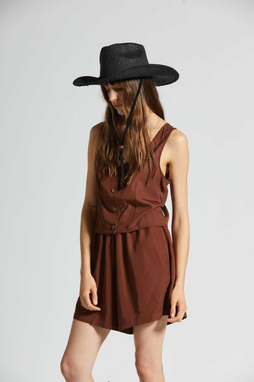 Brixton Women's Austin Straw Cowboy Hat - Black | Front fit