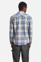 Men's Vintage Wash Flannel in the color Blue/Soft Blue/Orange - Men's Back View