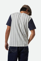 Men's The League Baseball T-Shirt in the color Heather Grey Ash/Washed Navy - Men's Back View