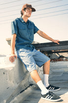 Men's Choice Chino Baggy Short in the color Light Wash Denim Herringbone - Men's Lifestyle image
