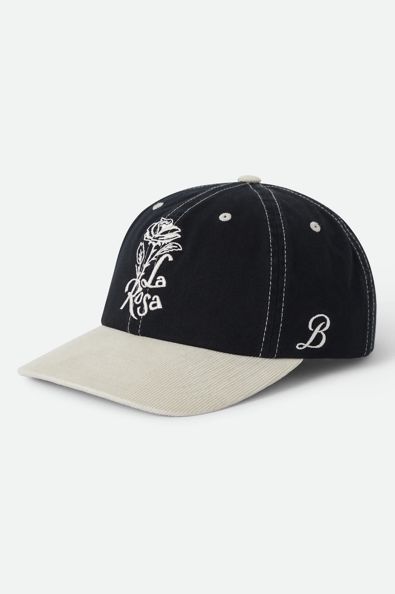 Women's La Rosa Adjustable Hat in the color Black/Whitecap Cord - Front Product Laydown Image