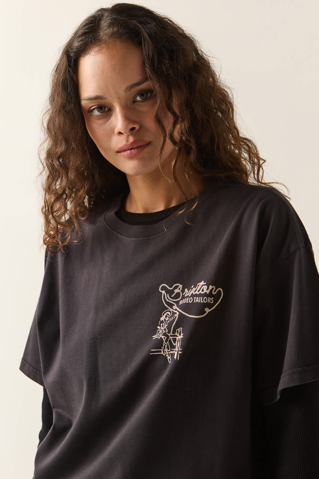 Women's Rodeo Trailors Boxy Crop T-Shirt in the color Black - Additional Fit image