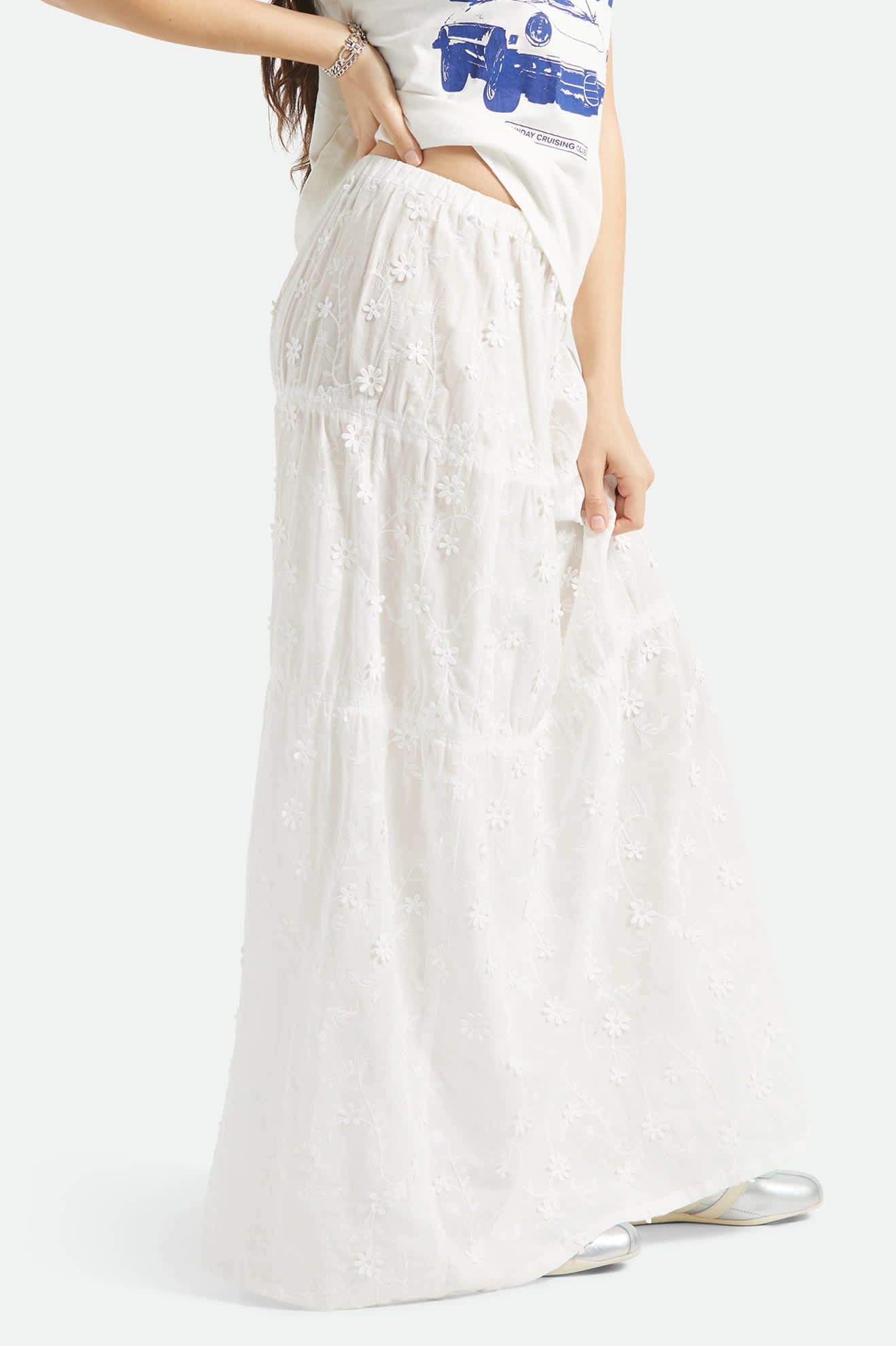 Women's The Abigail Skirt in the color Off White Floral - Women's Side View