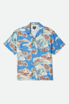 Men's Rainier X Brixton Short Sleeve Shirt in the color Blue Sky - Front Product Laydown Image