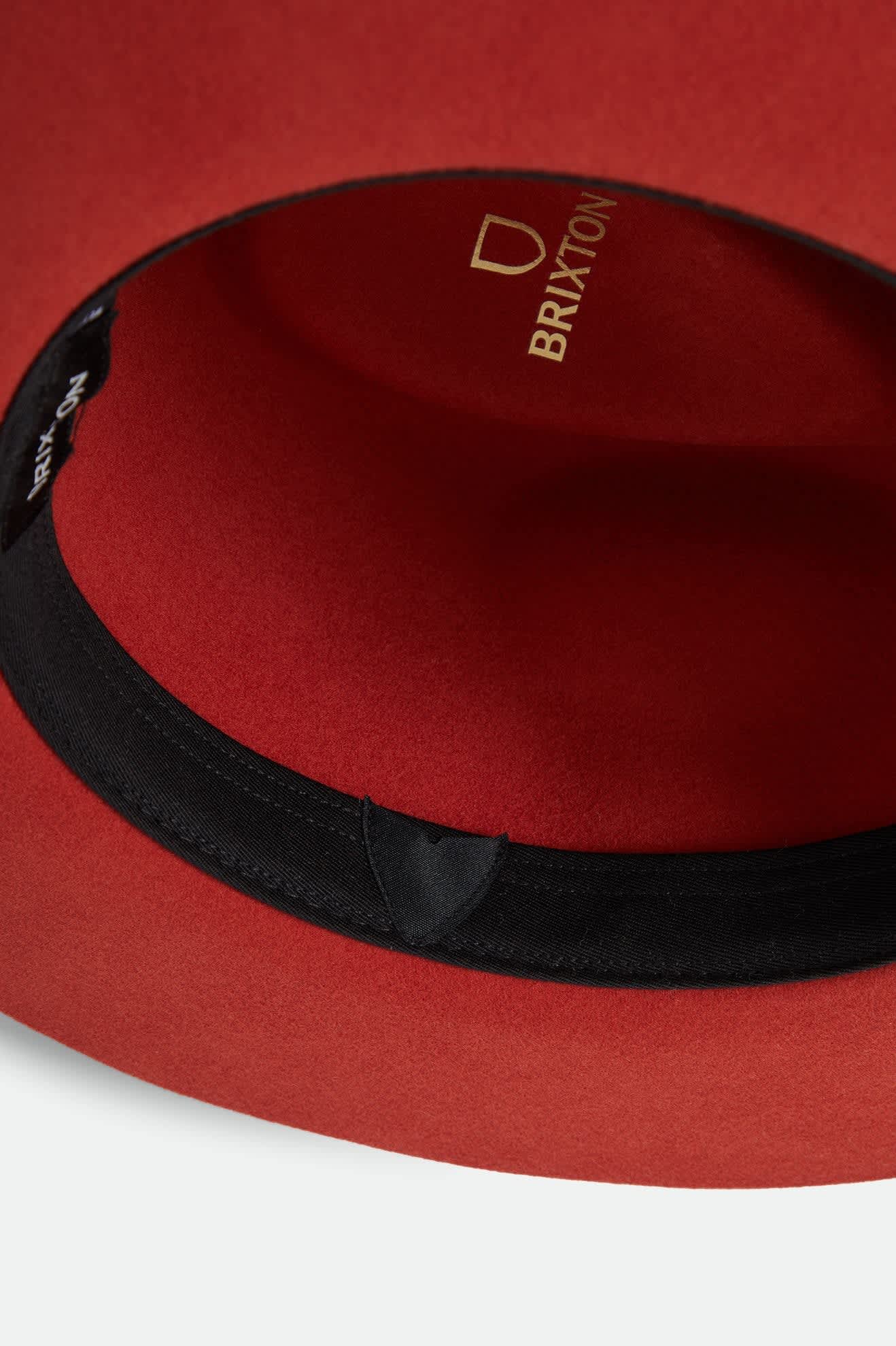 Unisex Wesley Fedora in the color Red Earth/Wax Paper - Additional Laydown image