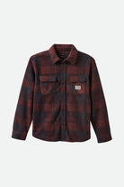 Men's Bowery Woodburn L/S Arctic Stretch Fleece in the color Cordovan Red/Washed Navy Plaid - Front Product View