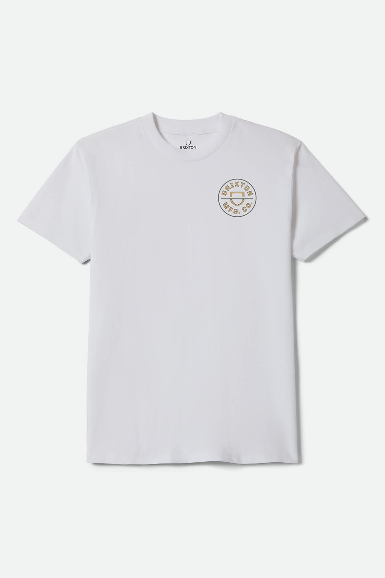 Men's Crest II Standard T-Shirt in the color White/Sage/Copper - Front Product Laydown Image
