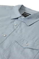 Men's Wayne Western S/S Shirt in the color Medium Blue - Additional Laydown image