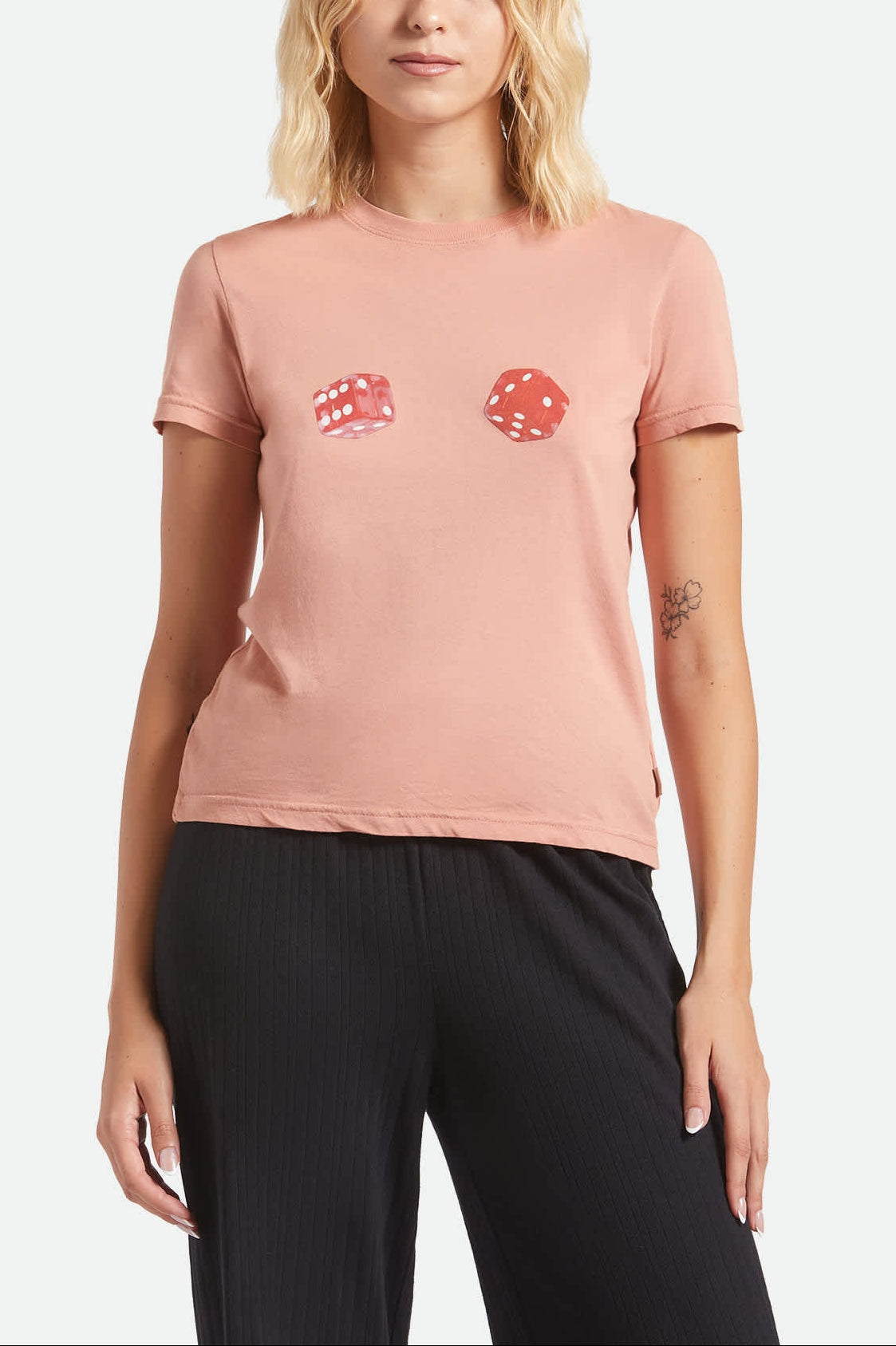 Women's Tossed Dice Crew T-Shirt in the color Italian Clay - Women's Front View