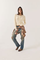 Women's Bixby Lightweight Cardigan in the color Wax Paper - Women's Front Fit Image