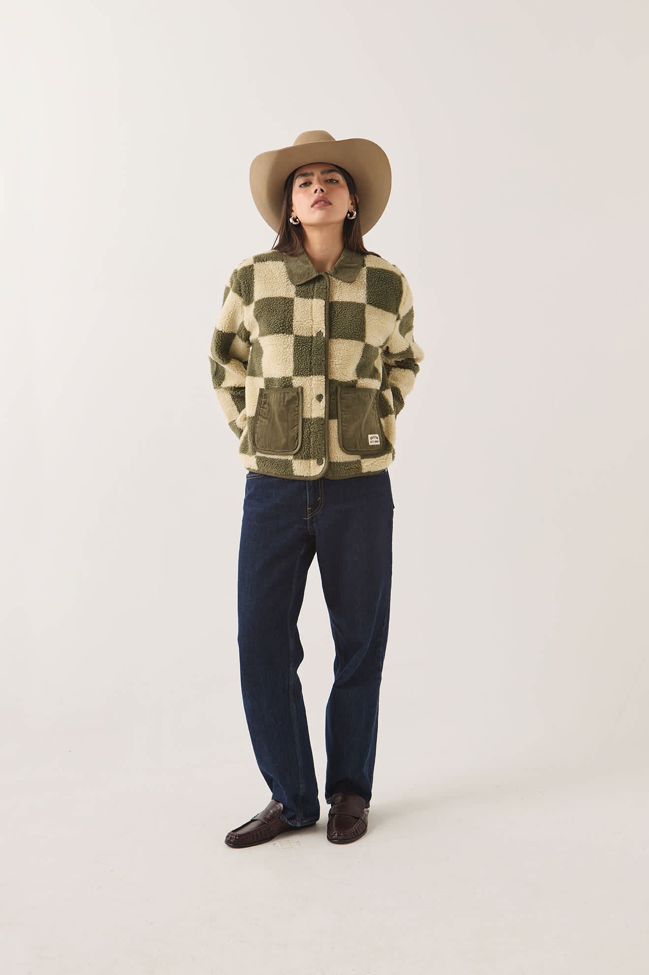 Women's Delilah Quilted Jacket in the color Surplus/Natural - Women's Front Fit Image