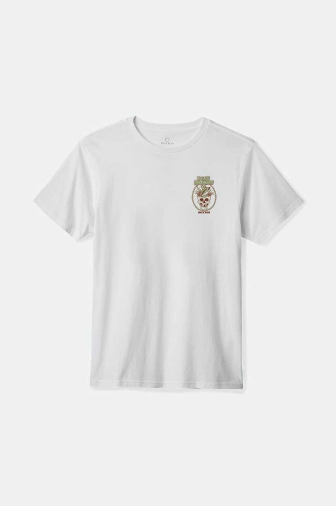 Brixton Men's Bass Brains Skull S/S Standard T-Shirt - White | Profile