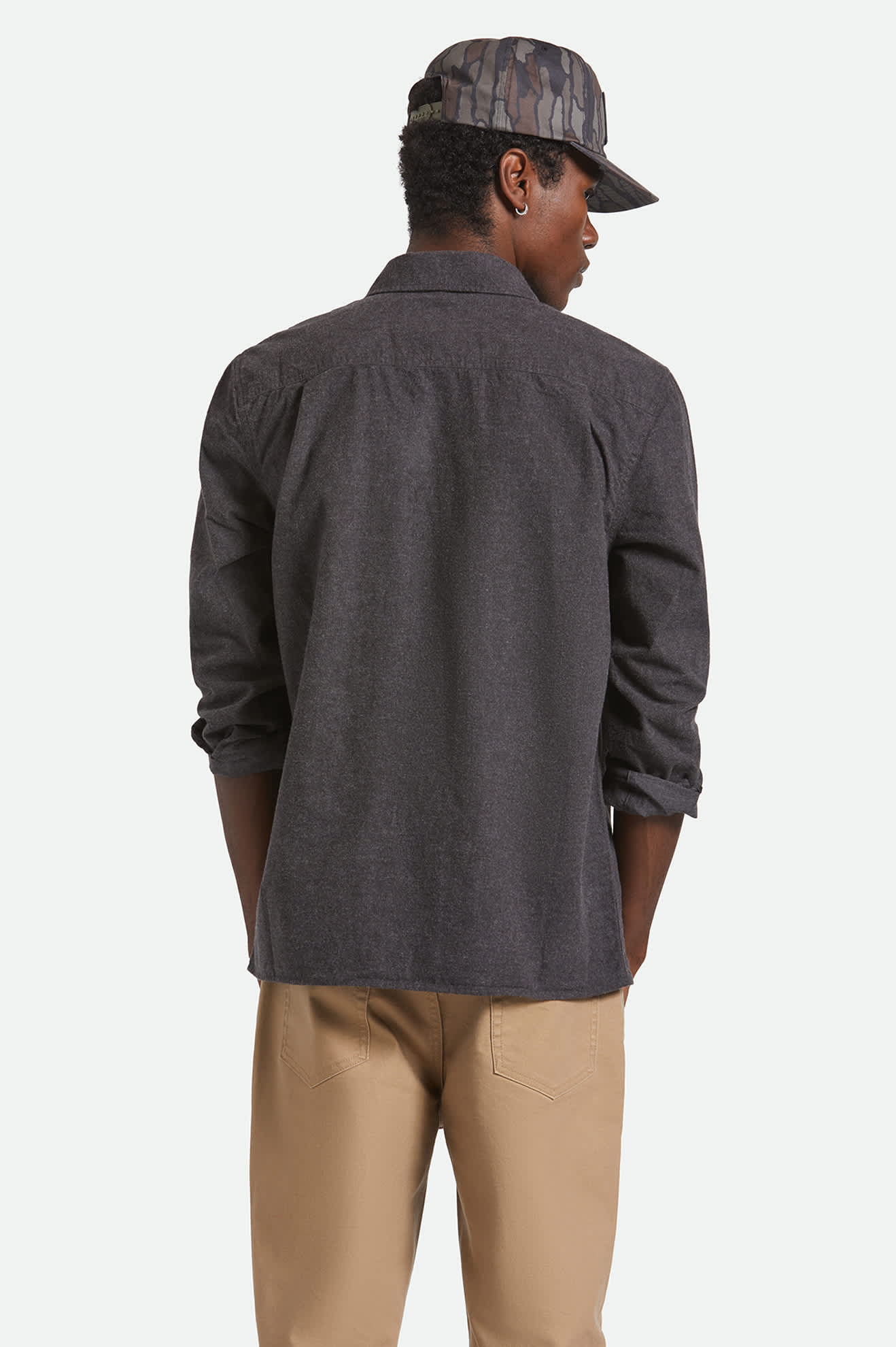 Men's Hasting Lightweight Ultra Soft Flannel in the color Black - Men's Back View