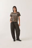 Women's Ford x Brixton T-Shirt in the color Boxwood Green - Women's Front Fit Image