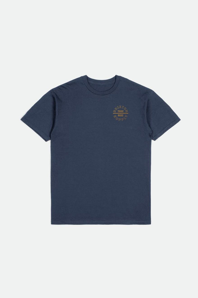 Brixton Oath V S/S Standard Tee - Washed Navy/Bison/Bright Gold