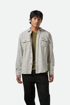 Men's Bowery Lightweight Ultra Soft L/S Flannel in the color Whitecap/Basalt - Men's Front View
