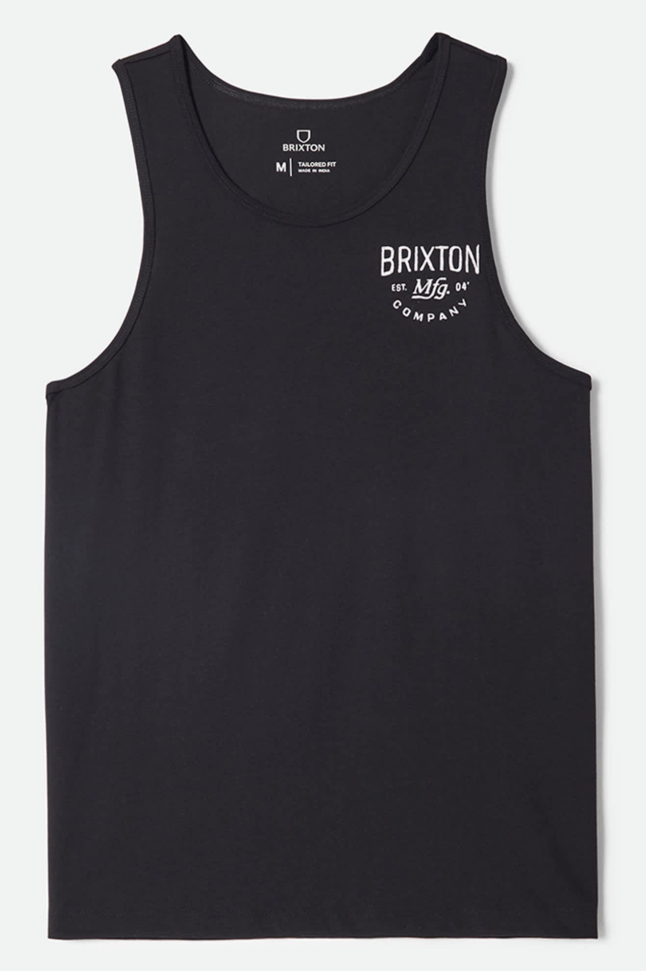 Men's Fremont Tank Top in the color Black - Front Product Laydown Image