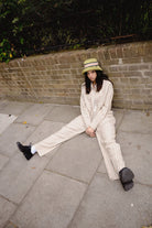 Women's Lounge Pant in the color Sand Stripe - Women's Lifestyle 1