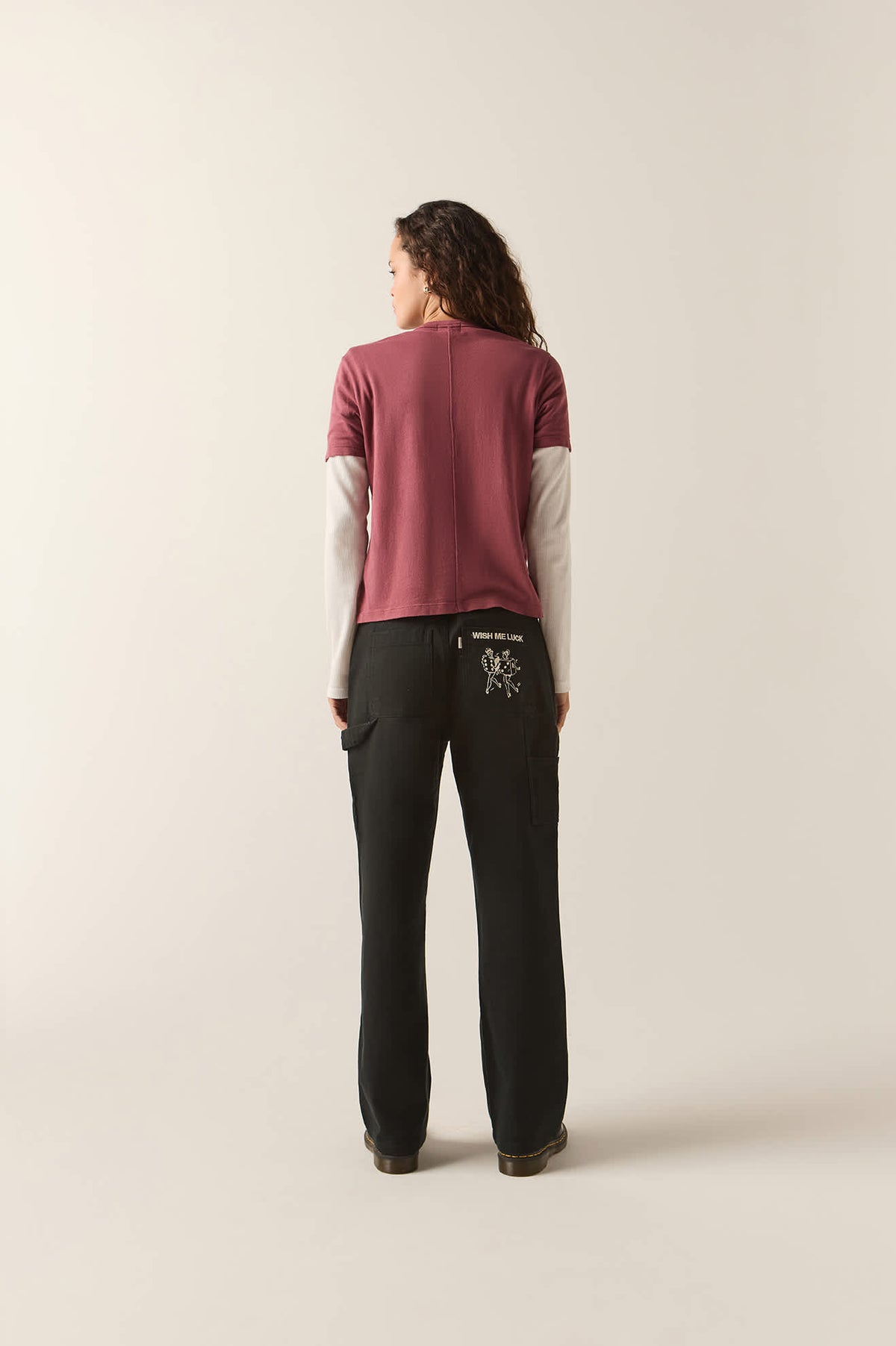 Women's Essex Embroidered Painter Pant in the color Black - Additional Fit image