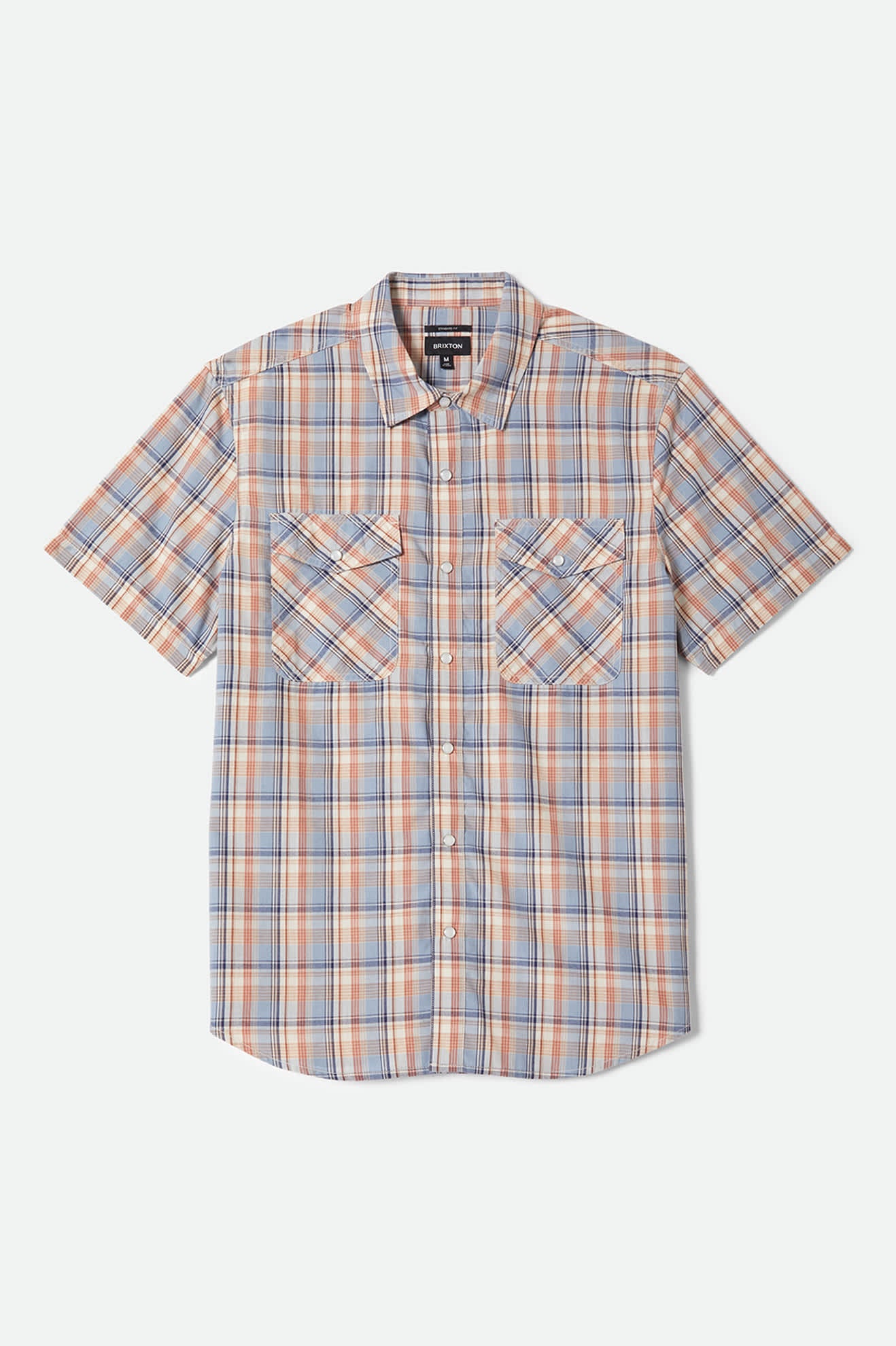 Men's The Breezy Wayne Short Sleeve Shirt in the color Blue Multi Plaid - Front Product Laydown Image
