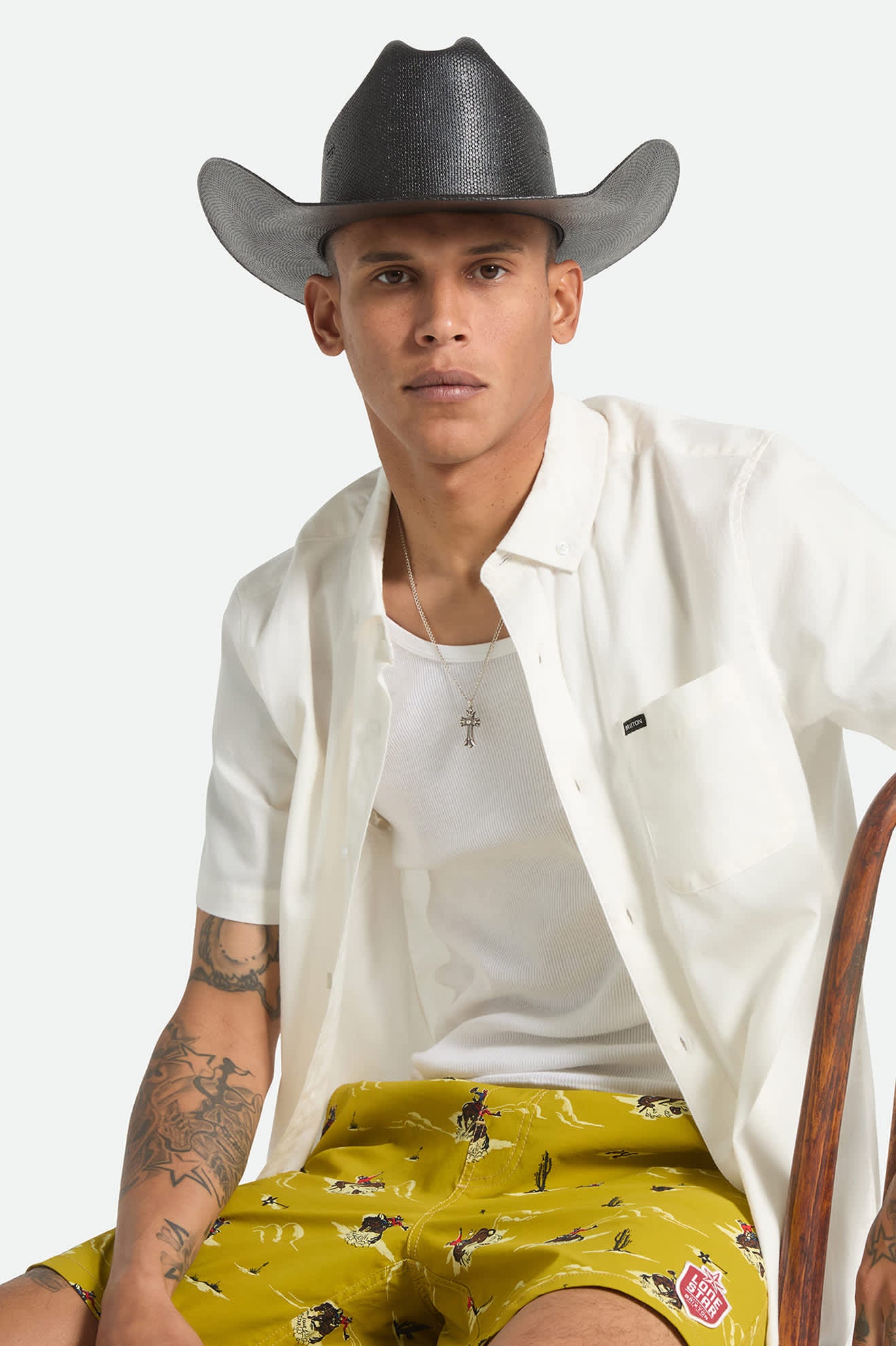 Unisex Laredo Straw Cowboy Hat in the color Black - Men's Front View