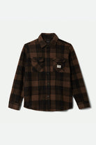 Men's Bowery Woodburn L/S Arctic Stretch Fleece in the color Burro Brown/Black Plaid - Front Product View