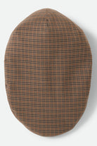Unisex Hooligan Lightweight Flat Cap in the color Grey/Brown/Gold - Additional Laydown image