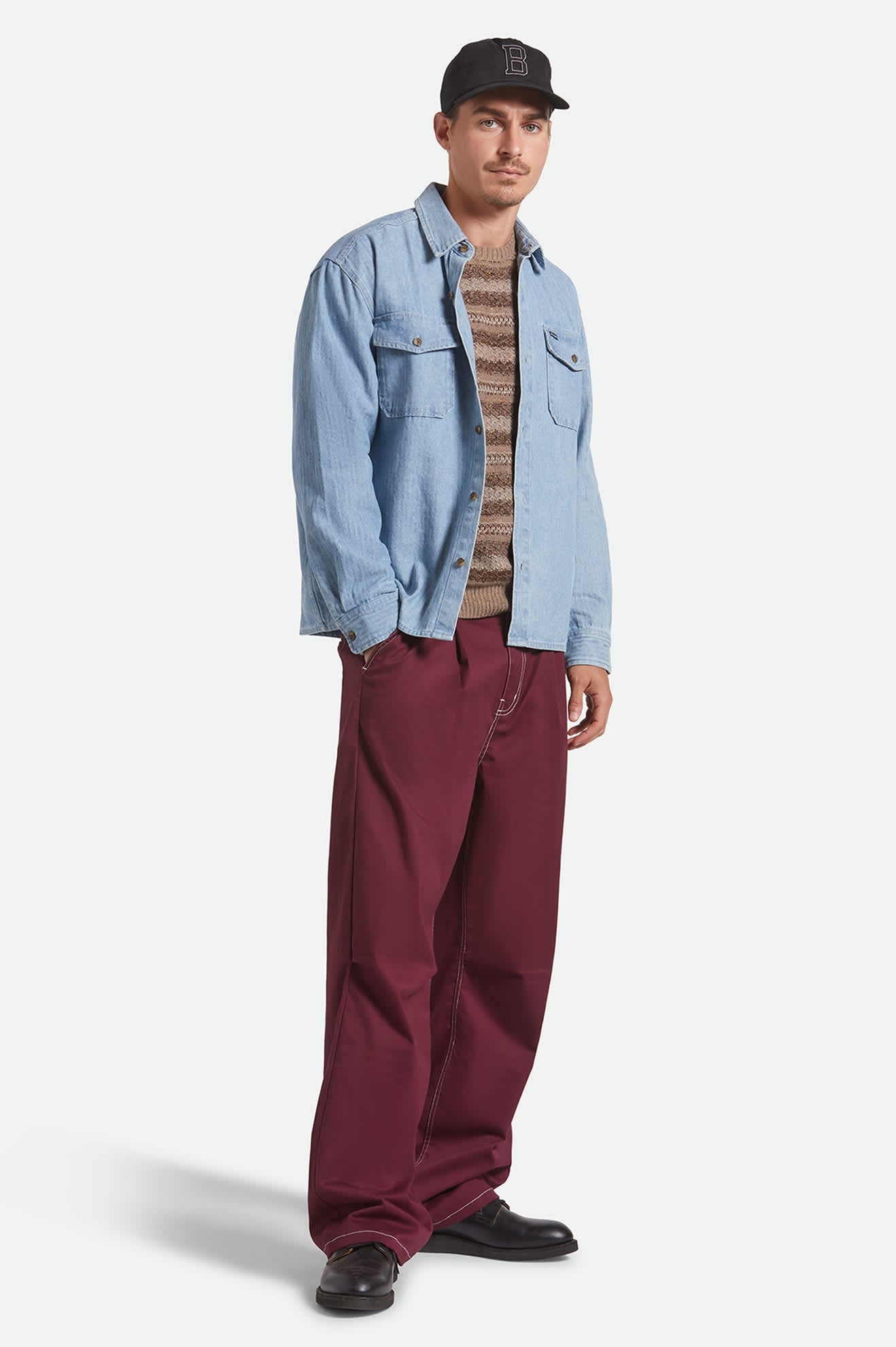 Men's Union Baggy Pant in the color Port - Additional Fit image