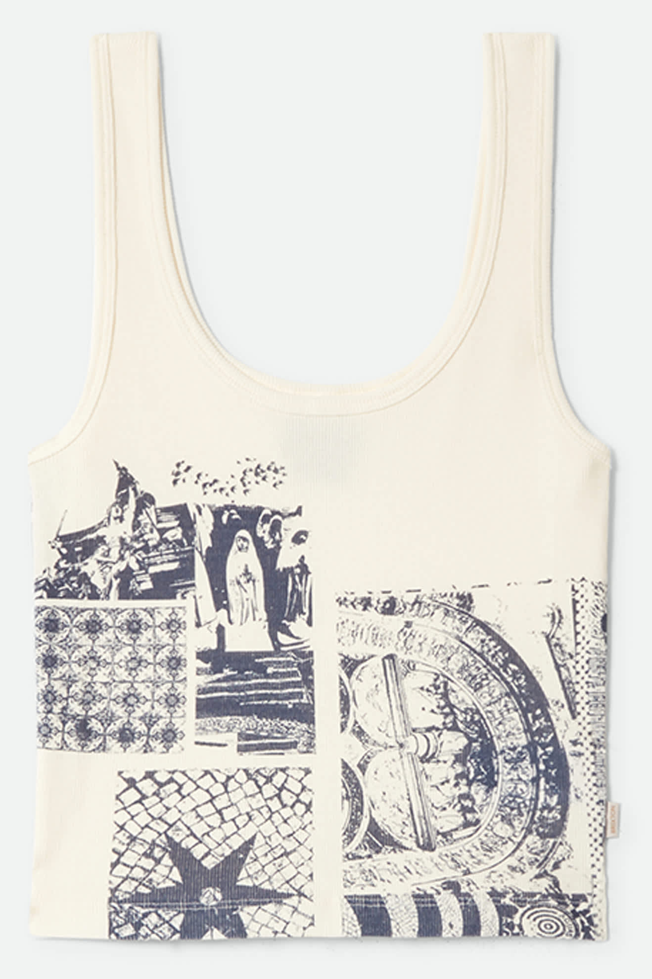 Women's Collage A-Tank in the color Off White - Front Product Laydown Image