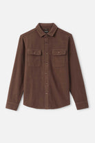 Men's Bowery Textured Twill Overshirt in the color Walnut Brown - Front Product Laydown Image