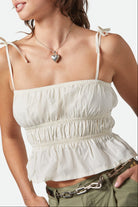 Women's Eden Smocked Top in the color Off White - Women's Front View