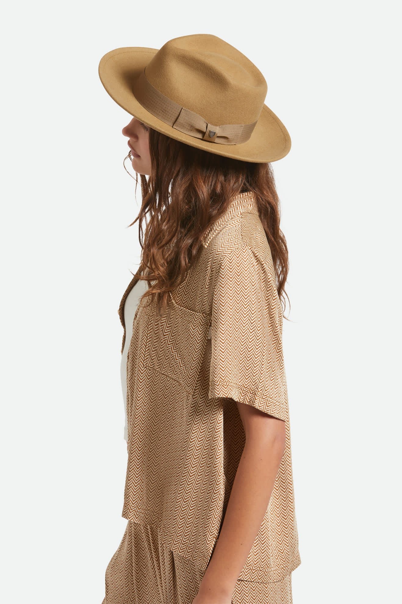 Unisex Swindle Convertabrim Fedora in the color Antique Bronze - Women's Side View