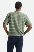 Men's Shield Pique Boxy T-Shirt in the color Dark Olive/Whitecap - Men's Back View